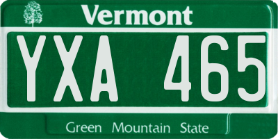 VT license plate YXA465
