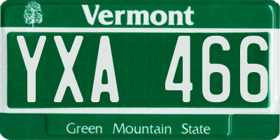 VT license plate YXA466