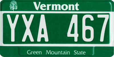 VT license plate YXA467
