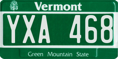 VT license plate YXA468