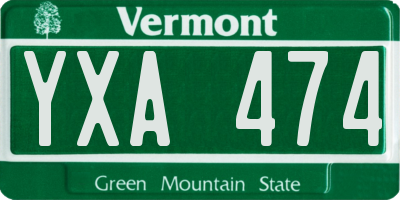 VT license plate YXA474