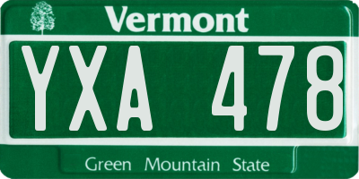 VT license plate YXA478
