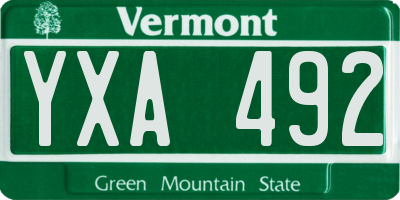 VT license plate YXA492