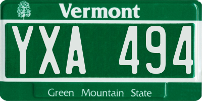 VT license plate YXA494