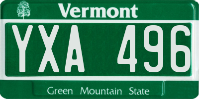 VT license plate YXA496
