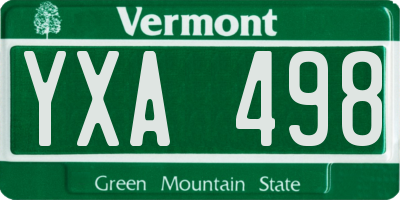 VT license plate YXA498