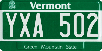 VT license plate YXA502