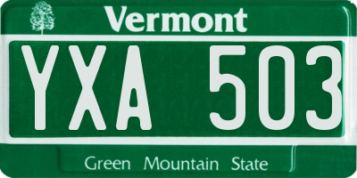 VT license plate YXA503