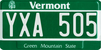 VT license plate YXA505