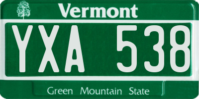 VT license plate YXA538