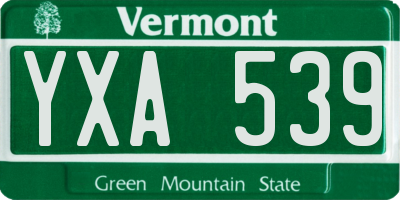VT license plate YXA539