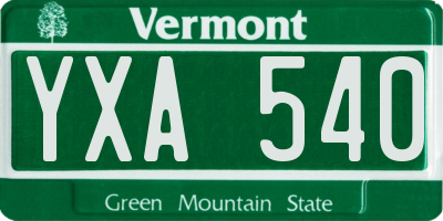 VT license plate YXA540