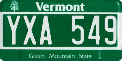 VT license plate YXA549