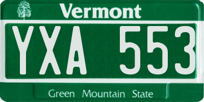 VT license plate YXA553