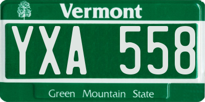 VT license plate YXA558