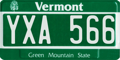 VT license plate YXA566