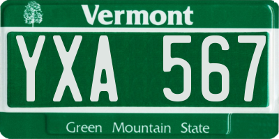 VT license plate YXA567