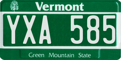 VT license plate YXA585
