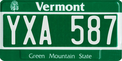 VT license plate YXA587