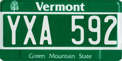 VT license plate YXA592