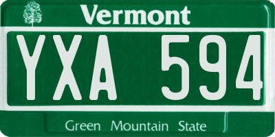 VT license plate YXA594