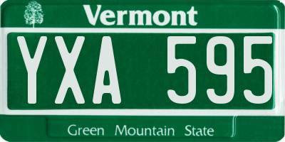 VT license plate YXA595