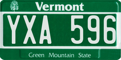 VT license plate YXA596