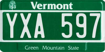 VT license plate YXA597