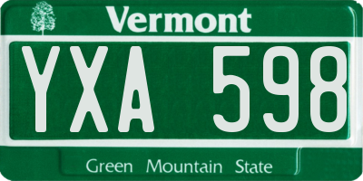 VT license plate YXA598
