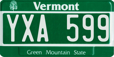 VT license plate YXA599