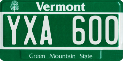 VT license plate YXA600