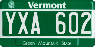 VT license plate YXA602