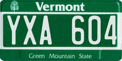 VT license plate YXA604