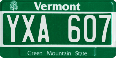 VT license plate YXA607