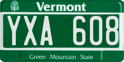 VT license plate YXA608