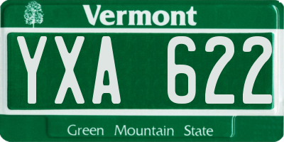 VT license plate YXA622