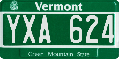 VT license plate YXA624