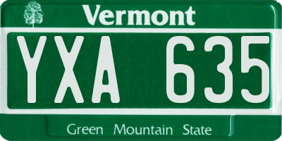 VT license plate YXA635
