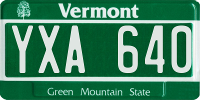 VT license plate YXA640