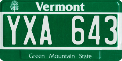 VT license plate YXA643