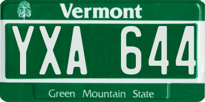 VT license plate YXA644