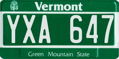 VT license plate YXA647