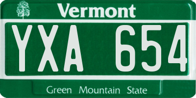 VT license plate YXA654