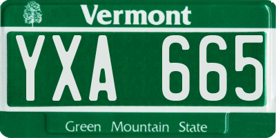 VT license plate YXA665