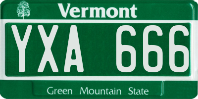 VT license plate YXA666