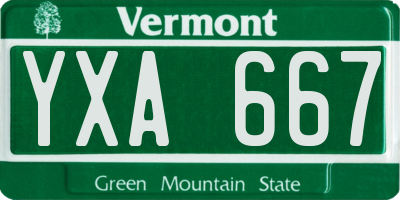 VT license plate YXA667
