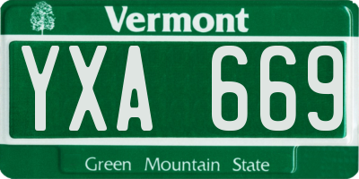 VT license plate YXA669