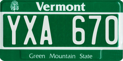 VT license plate YXA670