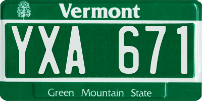 VT license plate YXA671