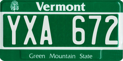 VT license plate YXA672